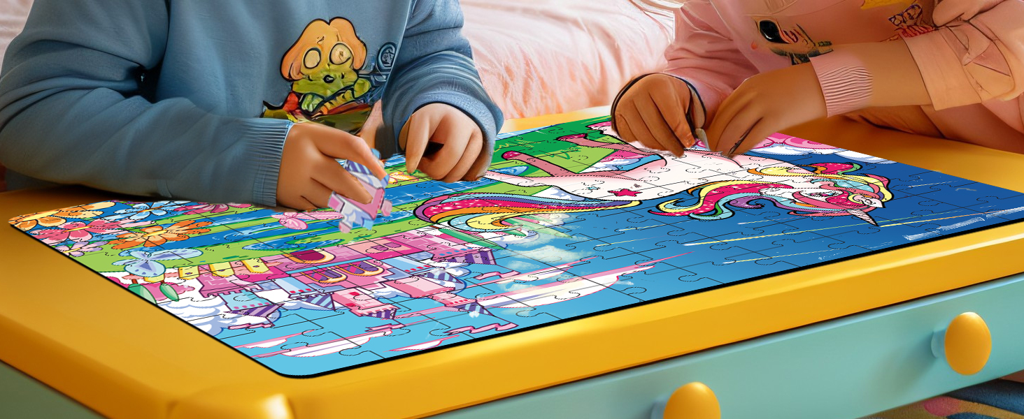 Glow in The Dark 100 Piece Unicorn Puzzle with Paint for