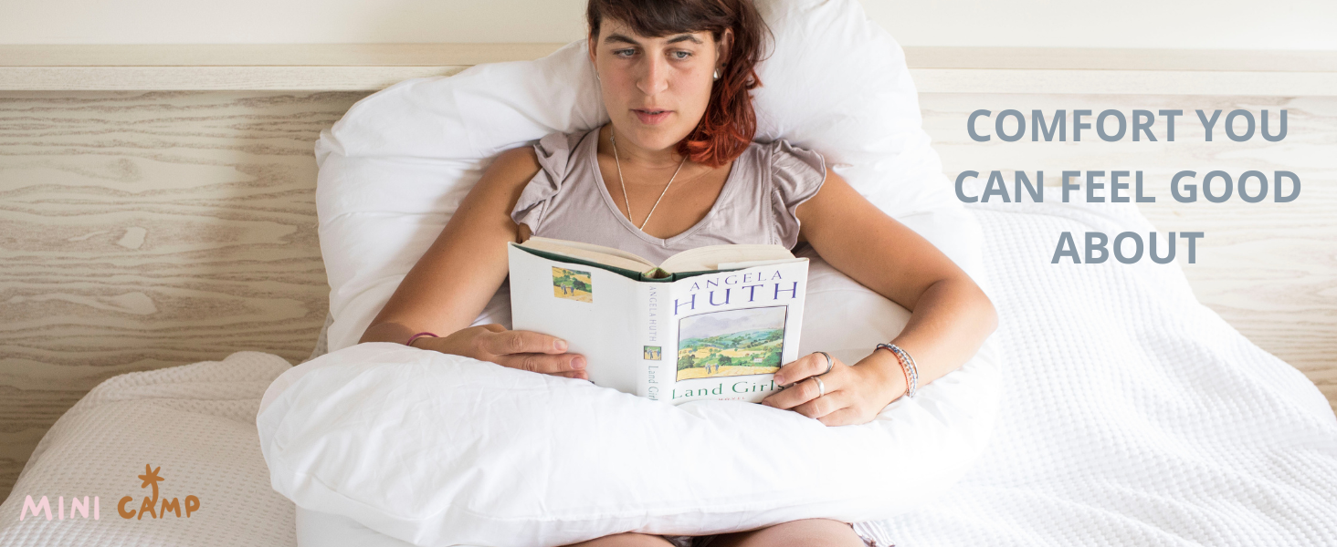 Natural cotton body pillow for pregnancy, lounging, or nursing