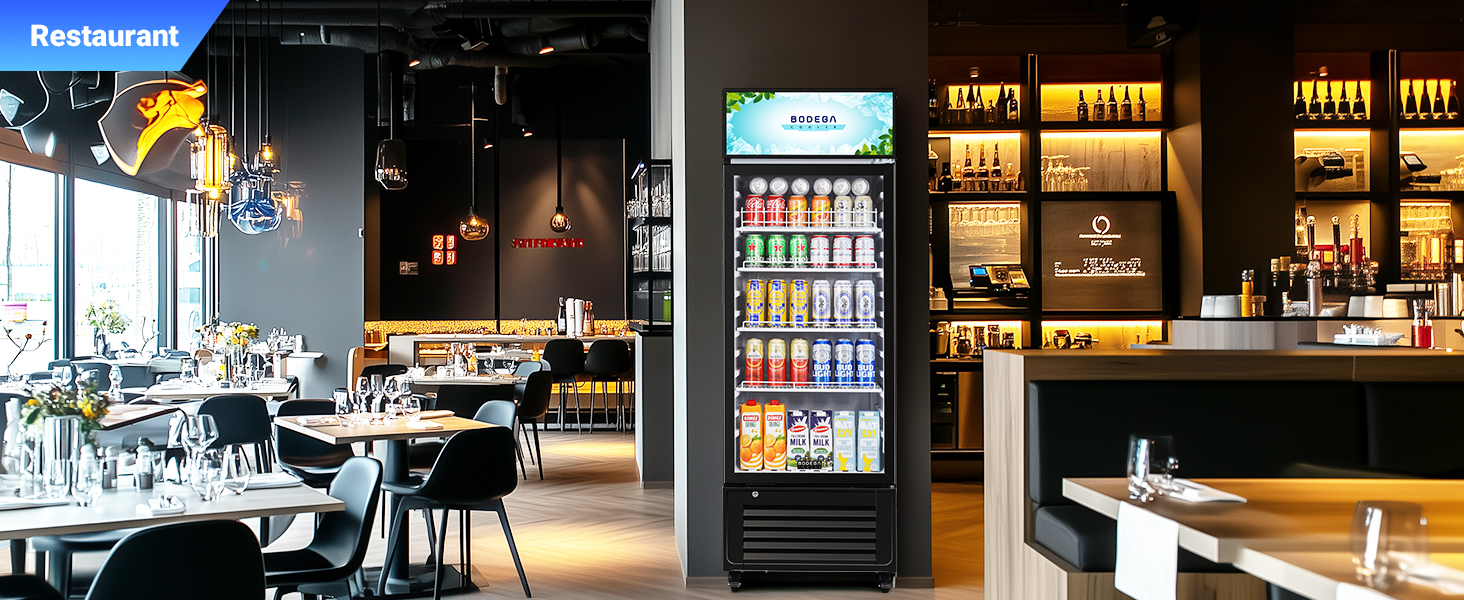 BODEGACOOLER Commercial Beverage Refrigerator and Cooler, 10.0 Cu.Ft Commercial Merchandiser Refrigerator with Soft LED Light, Commercial Fridge, Display Refrigerator with 240 cans & 120 bottles.