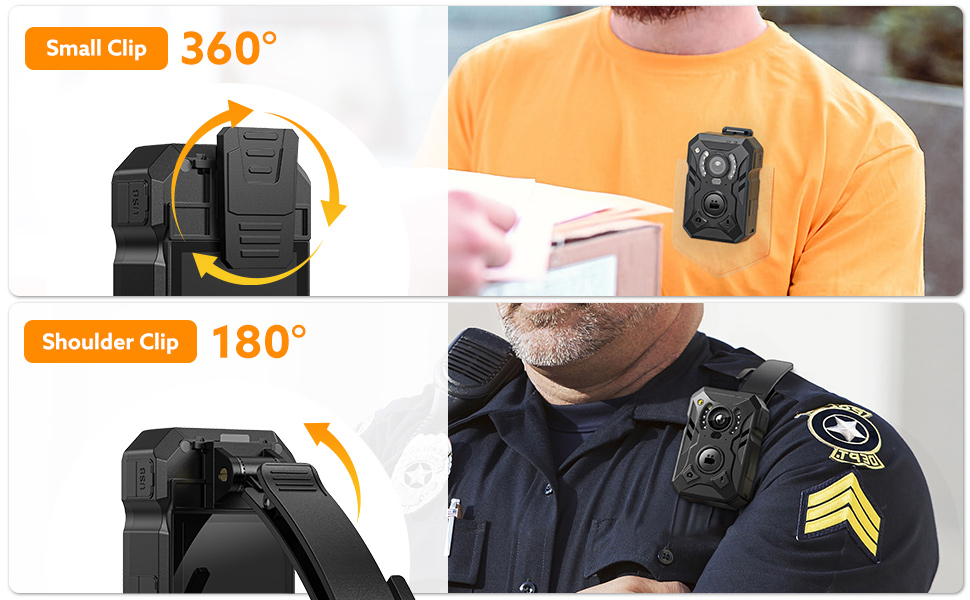 Waterproof camera 360° rotate body camera clip, wearable camera camcorder