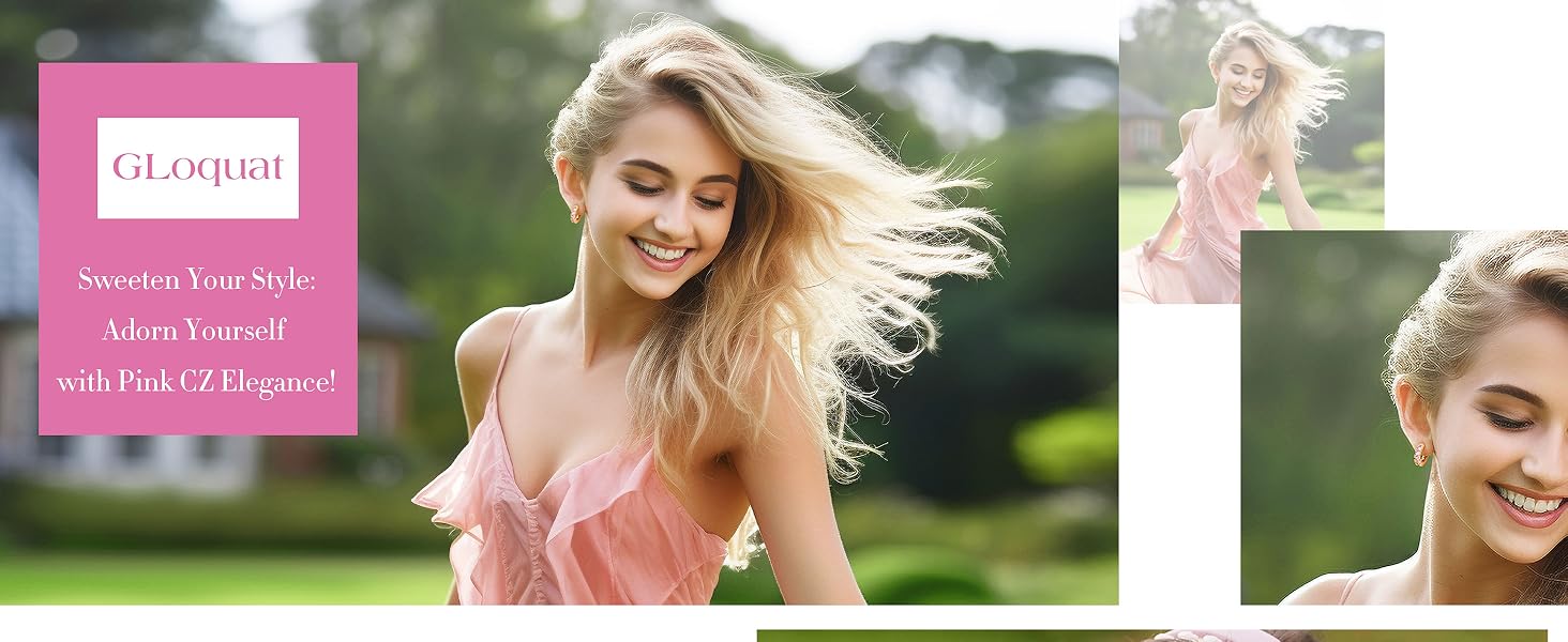 Pink Cubic Zirconia Hoop Earring