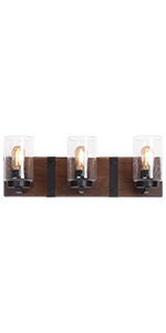 Brown Wood-like 3-Light Vanity Lights