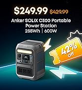Anker SOLIX C300 Portable Power Station, 288Wh LiFePO4 Battery