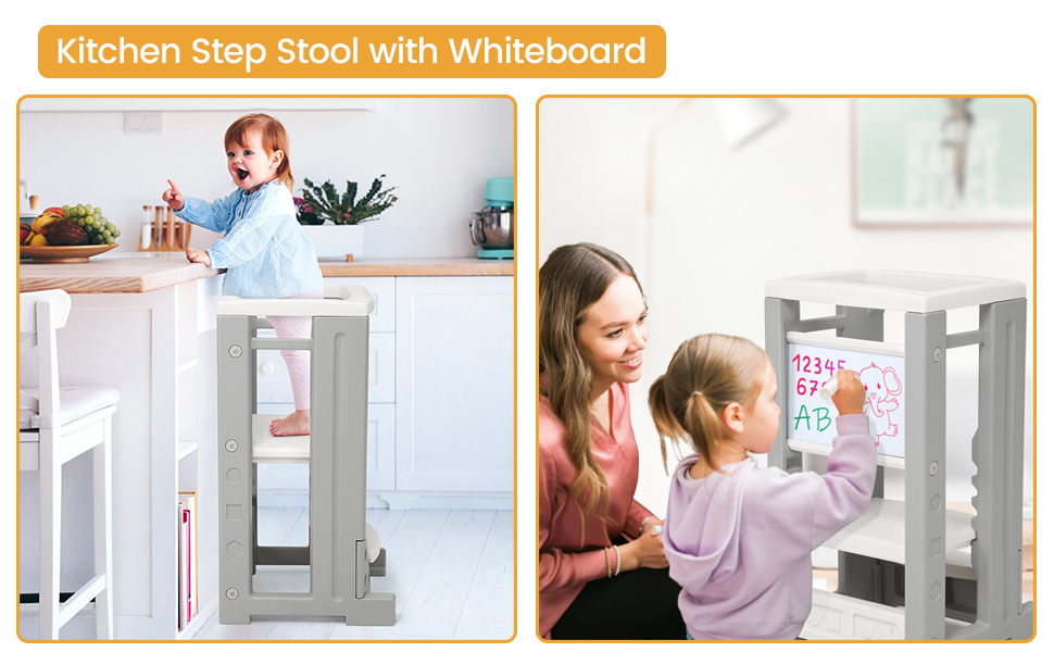 Toddler Tower with Dry Erase Board Height Adjustable Step