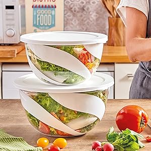 bowls + lid for vegetables, salad