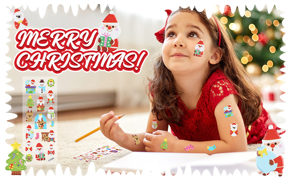 Zonon 10 Sheets Christmas 3D Puffy Stickers Christmas Theme Stickers Include Christmas Tree