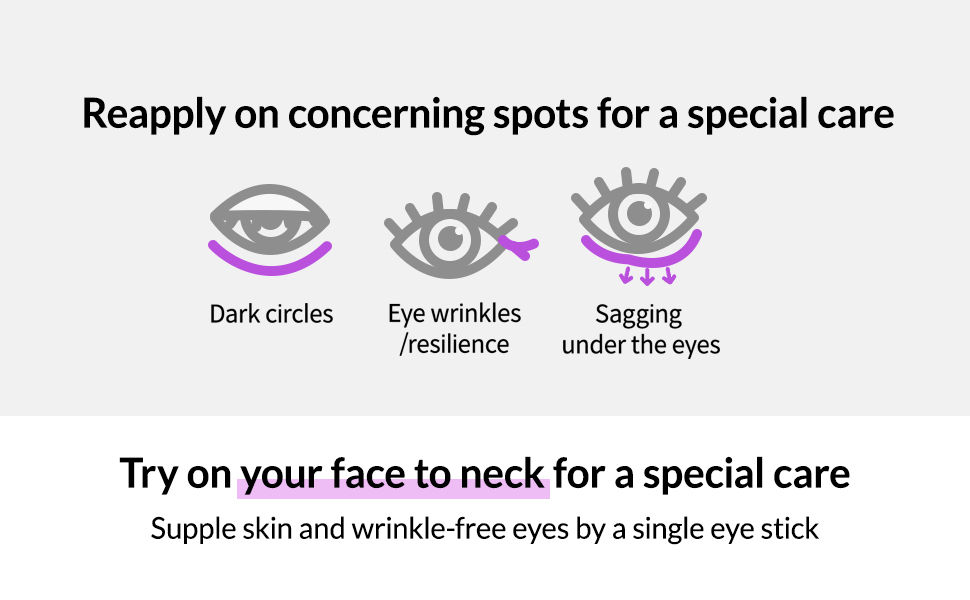 under the eyes and dark cicles cared