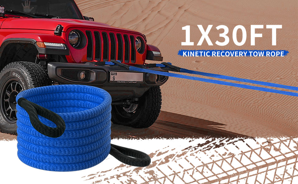 FLYCLE Recovery Rope 1'' x 30ft, 33000lbs Tow Rope