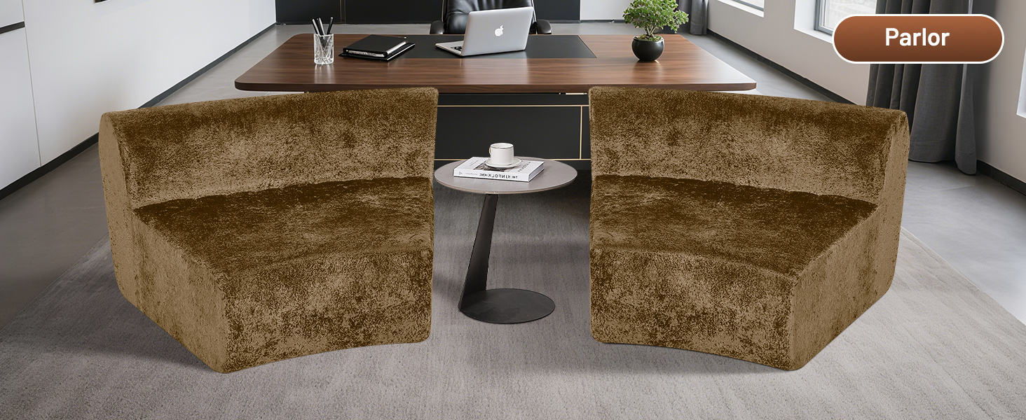 HABUTWAY Modular Sectional Sofa Memory Foam Filled Single Sofa Chair with Deep Seat, Modern Sofa Couches for Living Room Apartment Office, No Assembly Required, Brown 19 sectional curved sofa