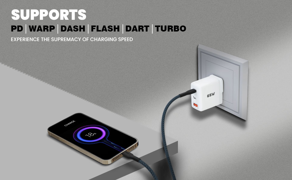 Ubon CH-008 65W Type C and USB Ports Charger