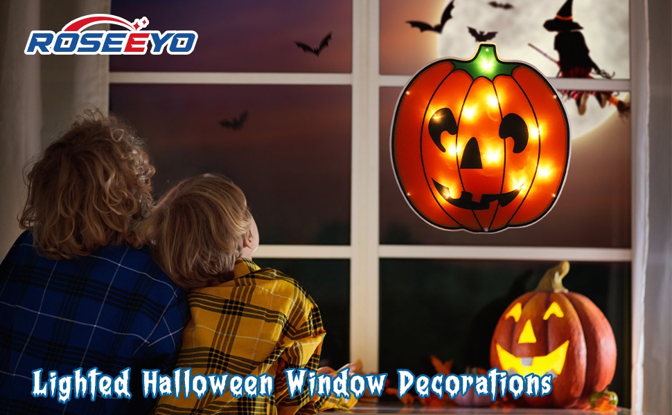 Roseeyo Lighted Halloween Window Decorations, 14" Light up