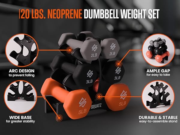 Amazon.com : Dumbbell Weights Set with Stand, 20lbs Neoprene