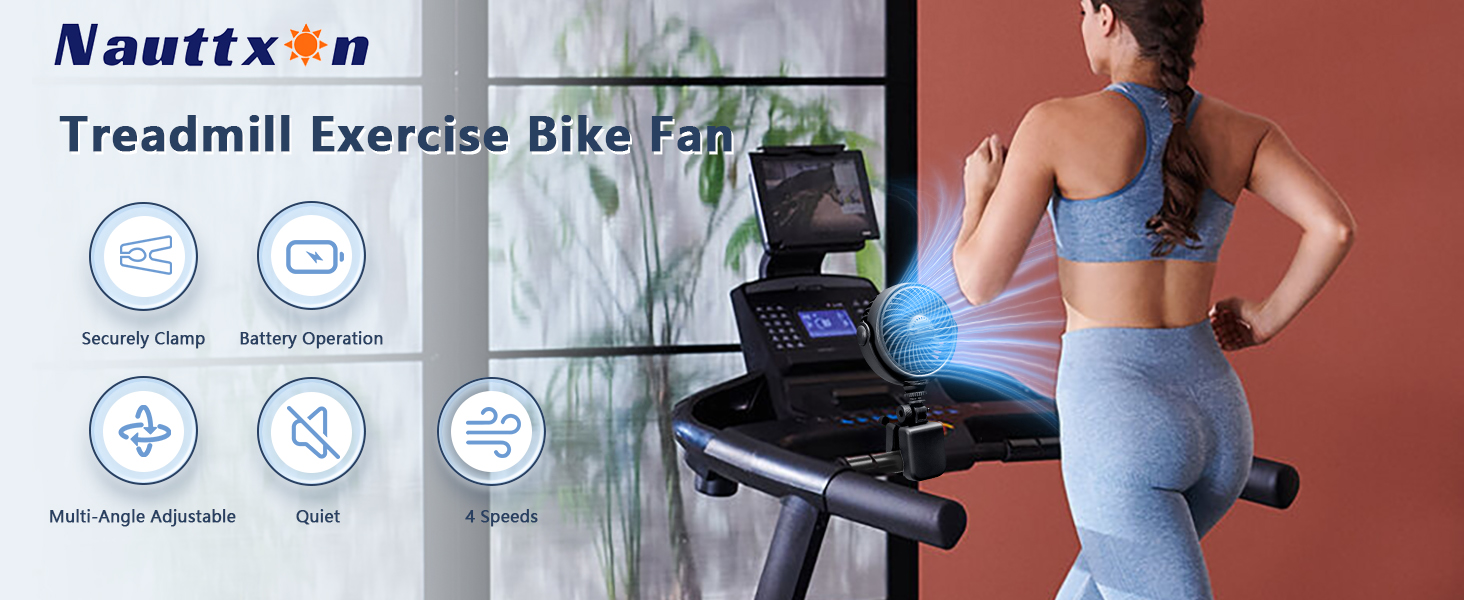 Rechargeable Peloton Bike Fan with Cotton Pads for Fragrance Drops, Clip Portable Treadmill Fan