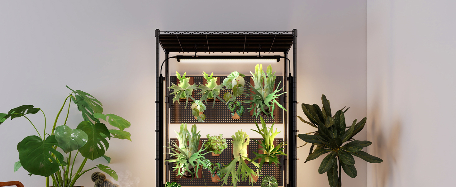 plant shelf with grow light