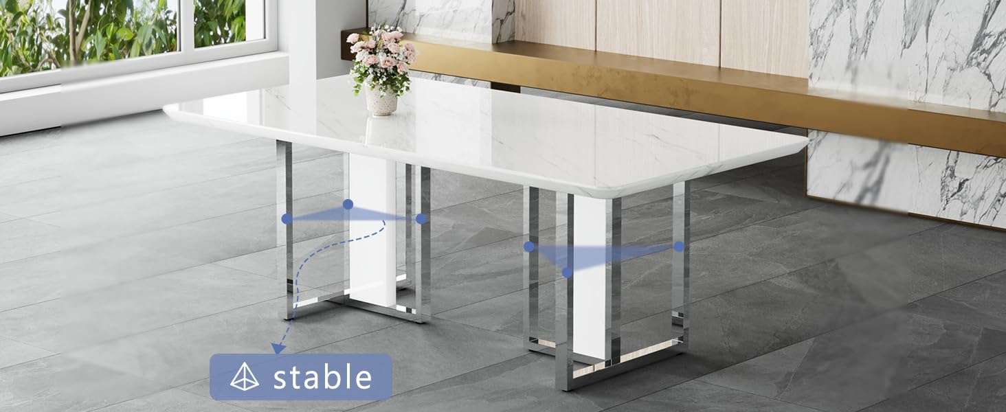 JUFU Dining Table Set for 6,Kitchen Table Chairs Set with
