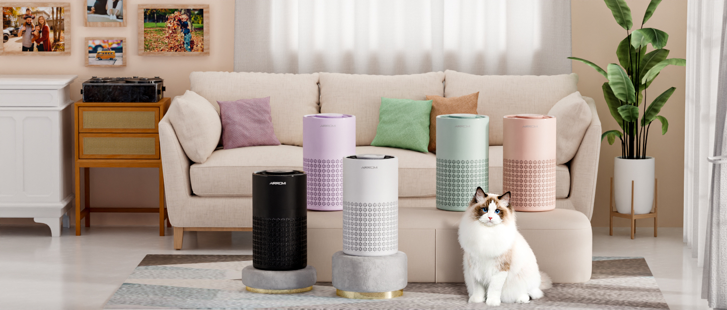 AIRROMI Air Purifier for Bedroom with True H13 HEPA 3in1