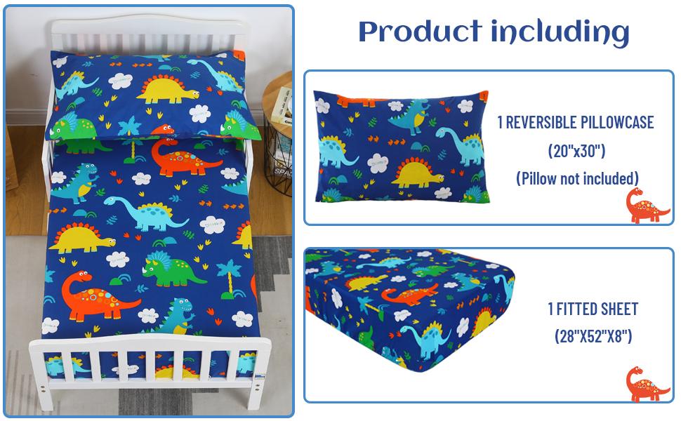 Cloele Toddler Bedding Set Dinosaur Kids Bed Set 2 Piece Toddler Bed