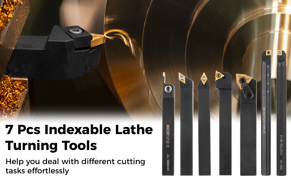 7 PCS Indexable Lathe Turning Tools 22PCS Carbide Threading Tool Set