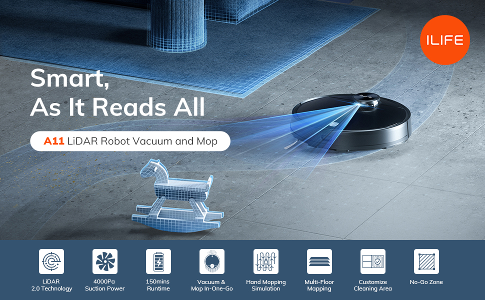 ILIFE A11 Robot Vacuum and Mop Combo, Real 2in1 Robot Vacuum Cleaner