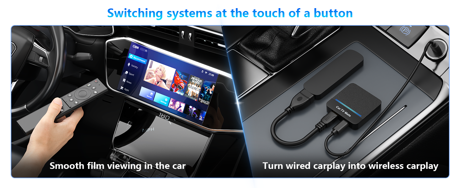 Car TV Mate Pro with Wireless Carplay Adapter for Apple iPhone