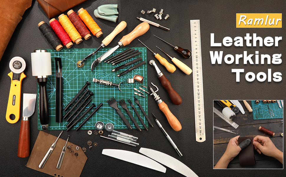 Leather Working Tools, Leather Craft Kit, Leather Tool Kit with Leather