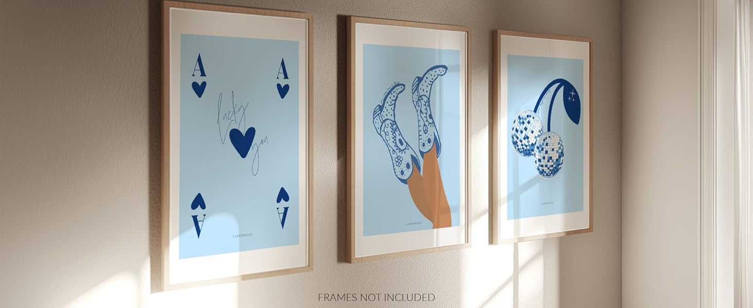 light blue dorm wall decor aesthetic posters coastal bachelorette decor blue apartment decor larkin