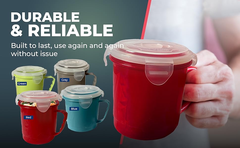 2pk Soup Containers with Lids Microwavable Soup Mug with Lid 700ml