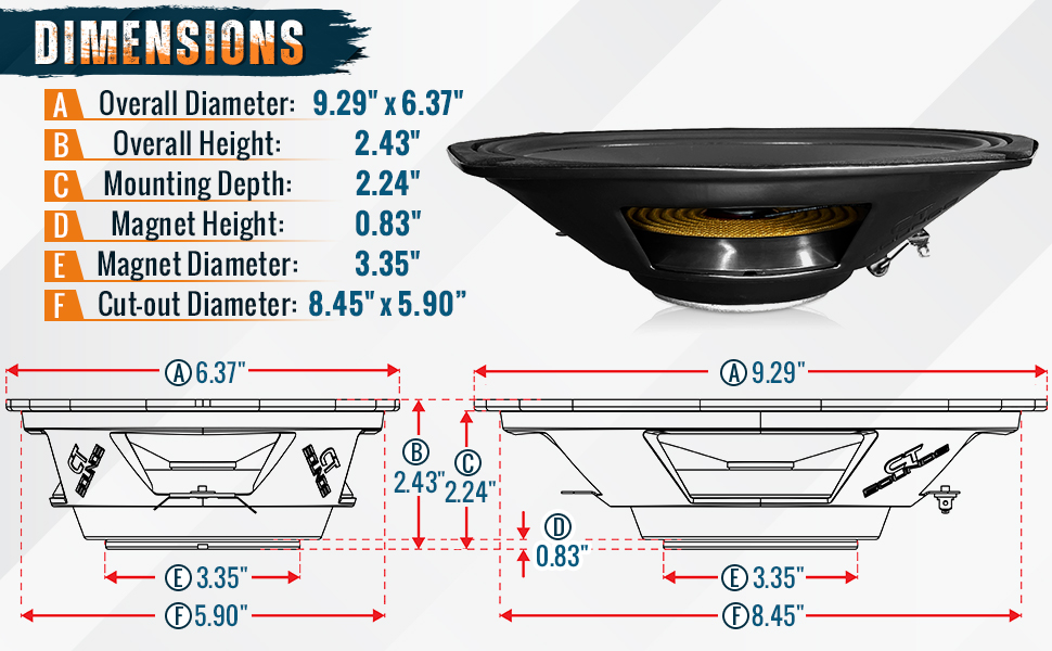 CT Sounds Tropo 6x9” 160 Watt ShallowMount Coaxial Car Speakers Pair Electronics