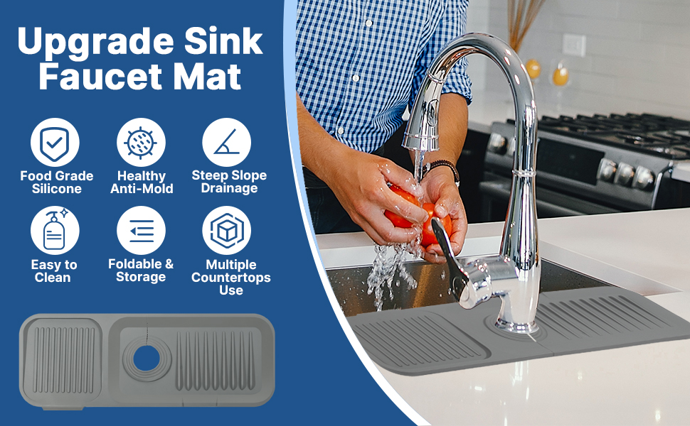 Sink Protectors for Kitchen Sink Splash Guard 24'' x 5.5'' Silicone Kitchen Sink