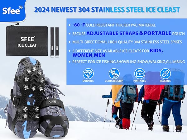 Amazon.com: Sfee Crampons for Winter Boots, Upgraded Ice