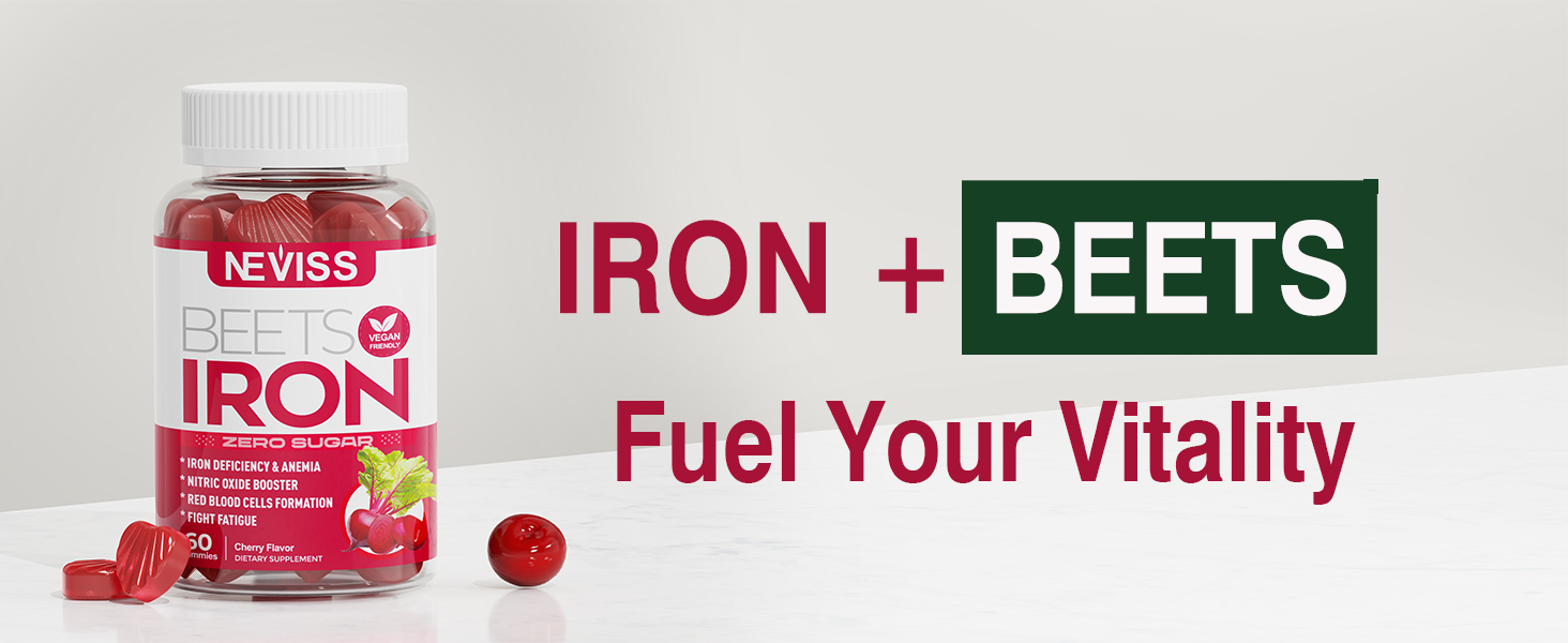 Sugar Free Iron Gummies, w/Beet Root, Vitamin C, B12