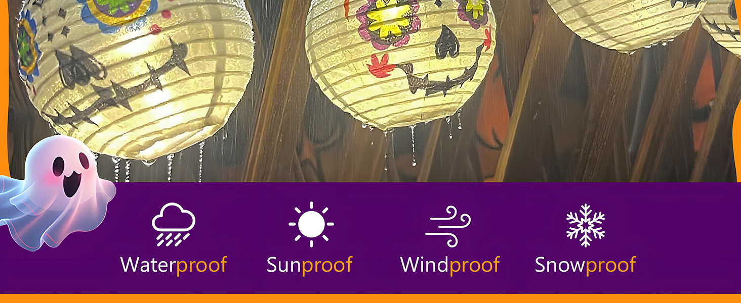 8.5Ft 10 White Ghost Lantern String Lights