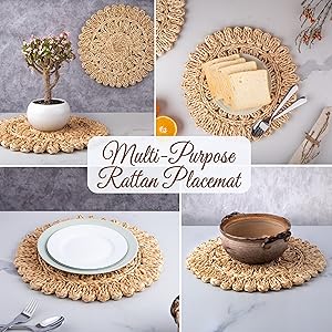 rattan placemats; wicker placemats; farmhouse placemats; place mats for dining tables