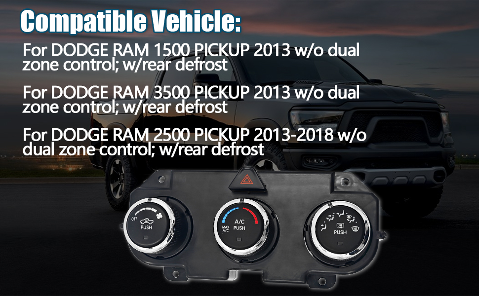 AC Heater Climate Control Unit for 2013-2018 Dodge Ram 1500 2500 3500