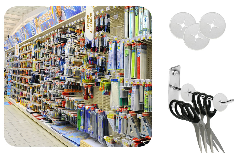 Peg Hook Stoppers,Clear Plastic Inventory Control Clips for 1/4 Pegboard Hooks,White