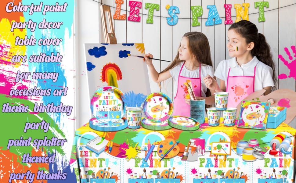 Paint Party Supplies, 142 Pcs Art Paint Party Tableware Set