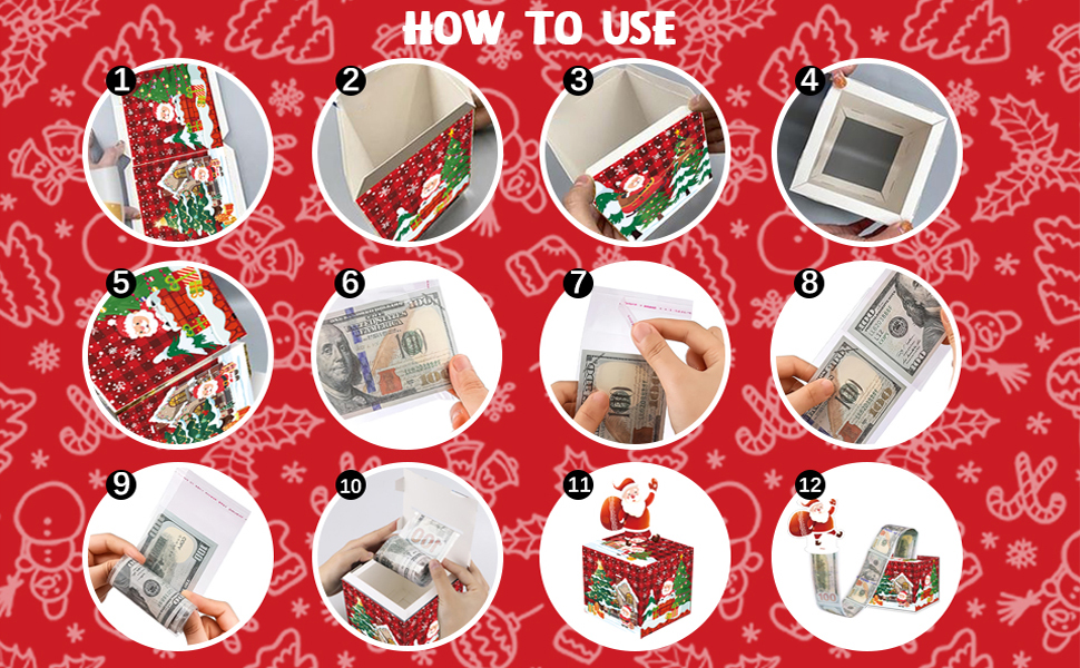 Quimoy Christmas Money Box for Cash Gift, Money Gift Boxes