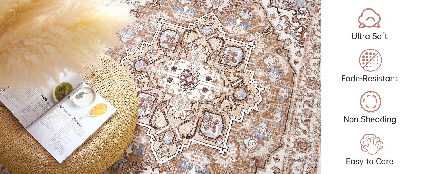 ROCYJULIN 9x12 Area Rugs for Living Room, Faux Wool Area