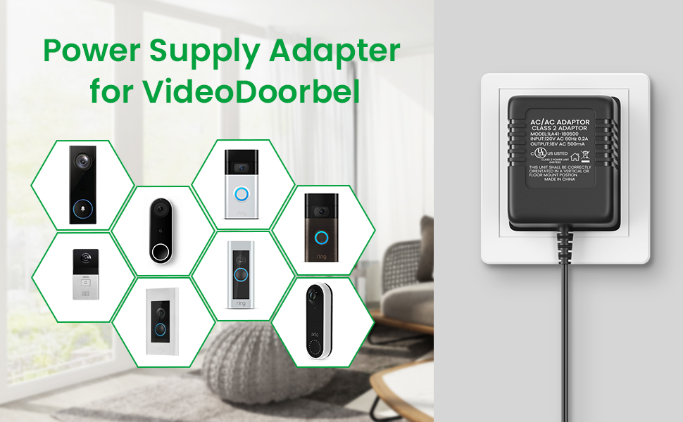 Auspow 18V UL Certified for Video doorbell Special Power Transformer