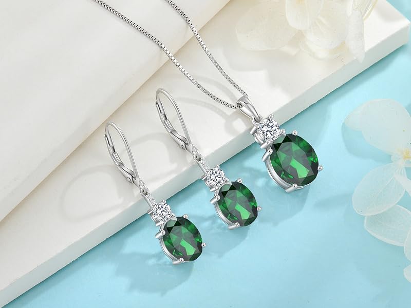 emerald necklace and earrings for women