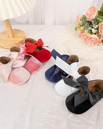 Infant Baby Girls Mary Jane Shoes Bowknot Princess Wedding Dress Flats Shoes
