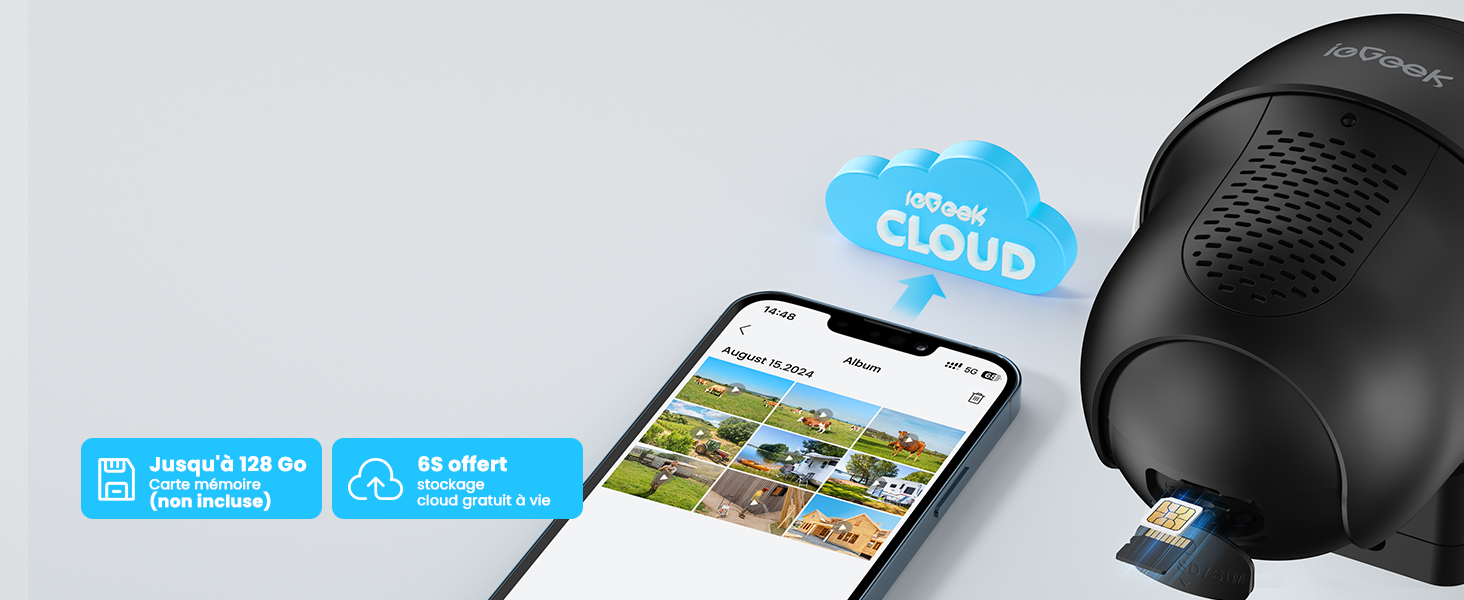 Série d'écrans d'appareils mobiles et d'ordinateurs affichant une interface ou une application basée sur le cloud. Appareils de couleur foncée affichés sur fond blanc.