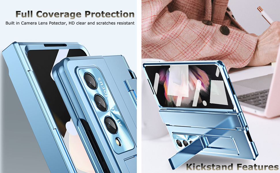 YQODSZ for Samsung Galaxy Z Fold 3 Case with Flat Hinge Protection, OnePiece Design [Built in
