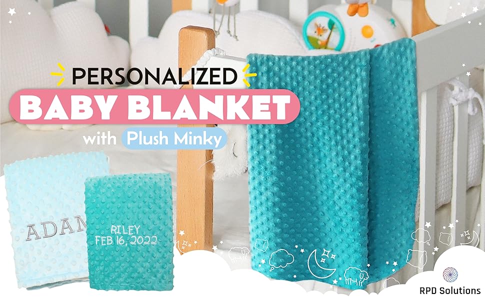 RPD Solutions Custom Baby Blanket White Pink Baby Blankets Unisex Personalized