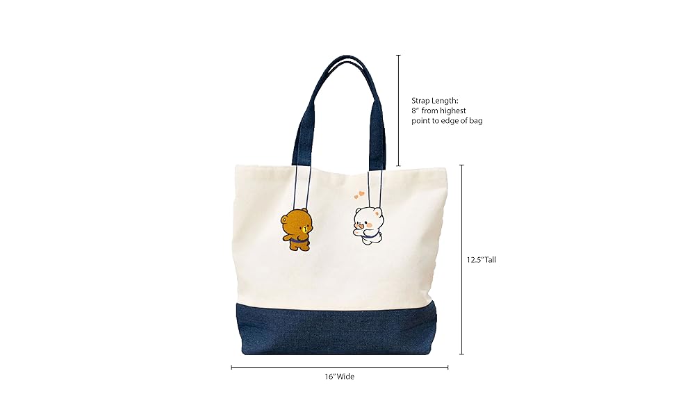 Hanging Out Canvas Tote Bag Authentic Milkmochabear