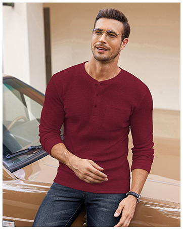 mens waffle henley shirt
