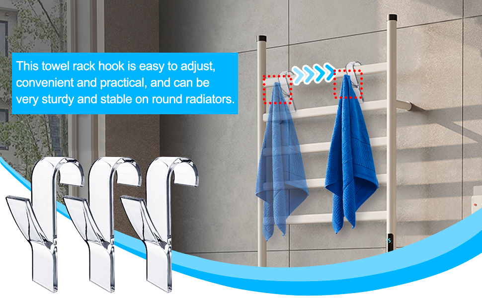 Realure 8 Pcs Towel Radiator Brackets Hooks, Towel Rail Radiator Hooks