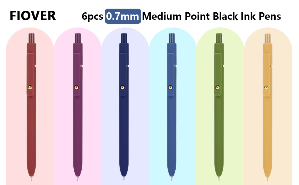FIOVER Pens 6Pcs Gel Pens, 0.7mm Medium Point Smooth
