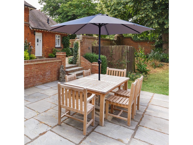 GlamHaus Garden Parasol Table Umbrella 2.7M with Crank Handle for