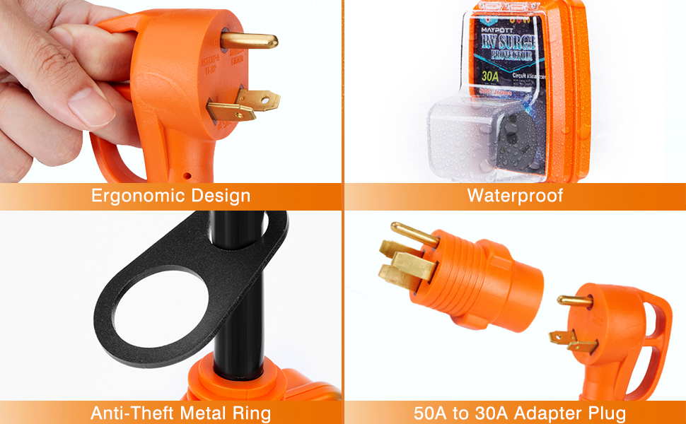 Maypott 30 Amp RV Surge Protector with 50A to 30A